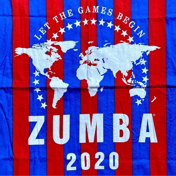 Zumba Fitness Zumba Wear 2020 Collectible Bandana Let The Games Begin Red Blue - Picture 3 of 5